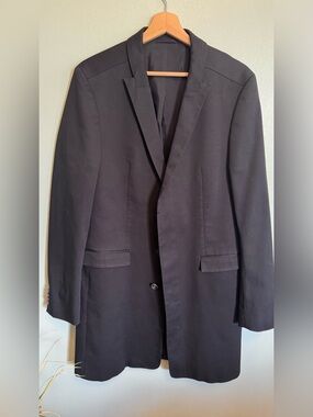 HUGO Black Single-Breasted Long Blazer Coat